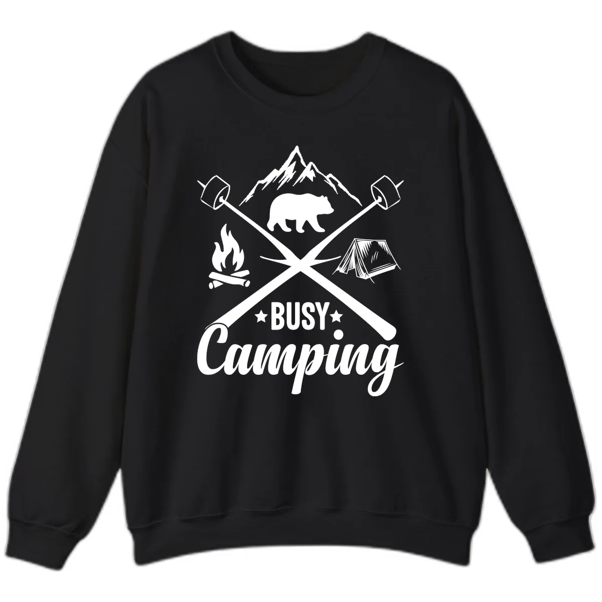 Busy Camping Adventure Badge Sweatshirt in Black