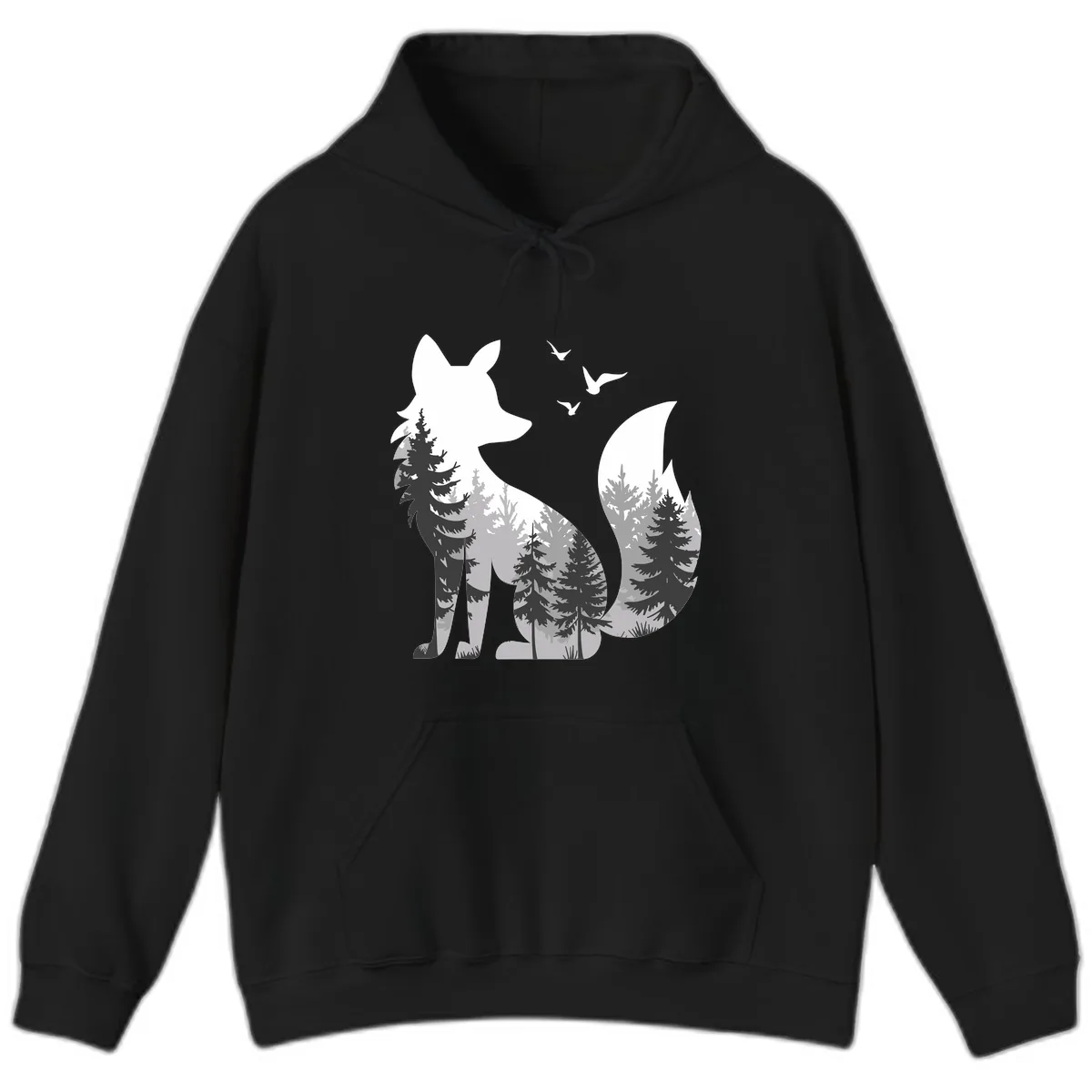 Forest Within Fox Hoodie in Black