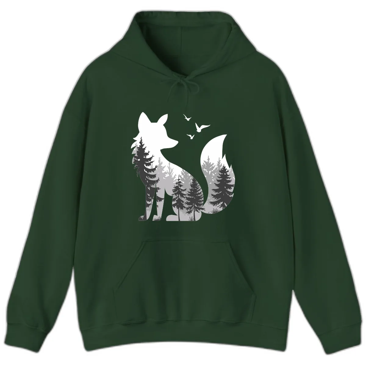 Forest Within Fox Hoodie in Forest Green