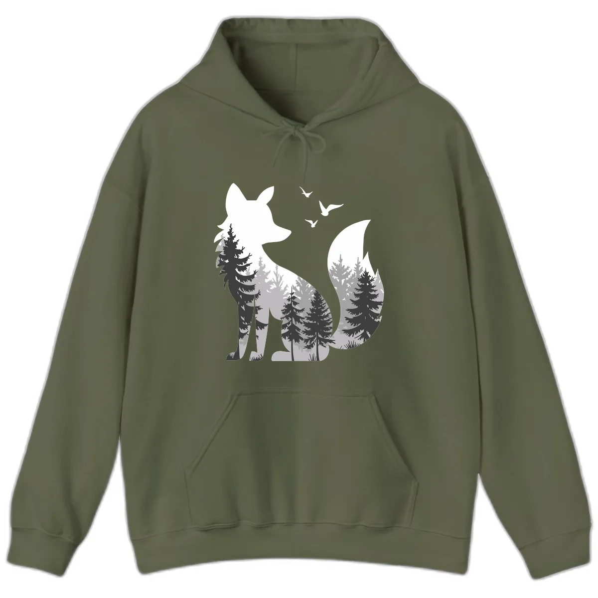 Forest Within Fox Hoodie in Military Green