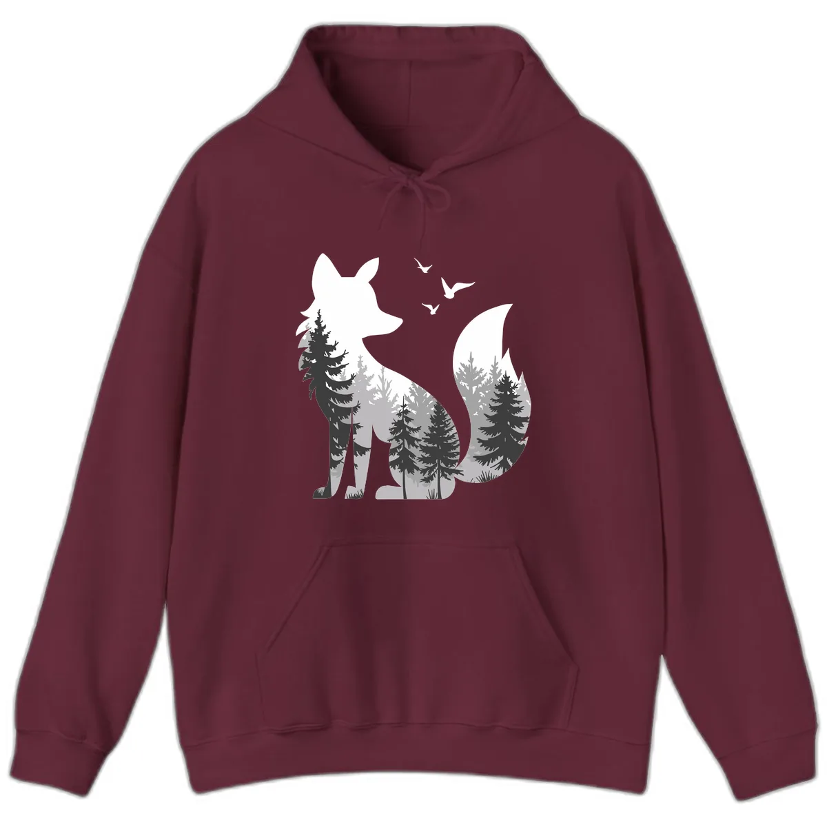Forest Within Fox Hoodie in Maroon