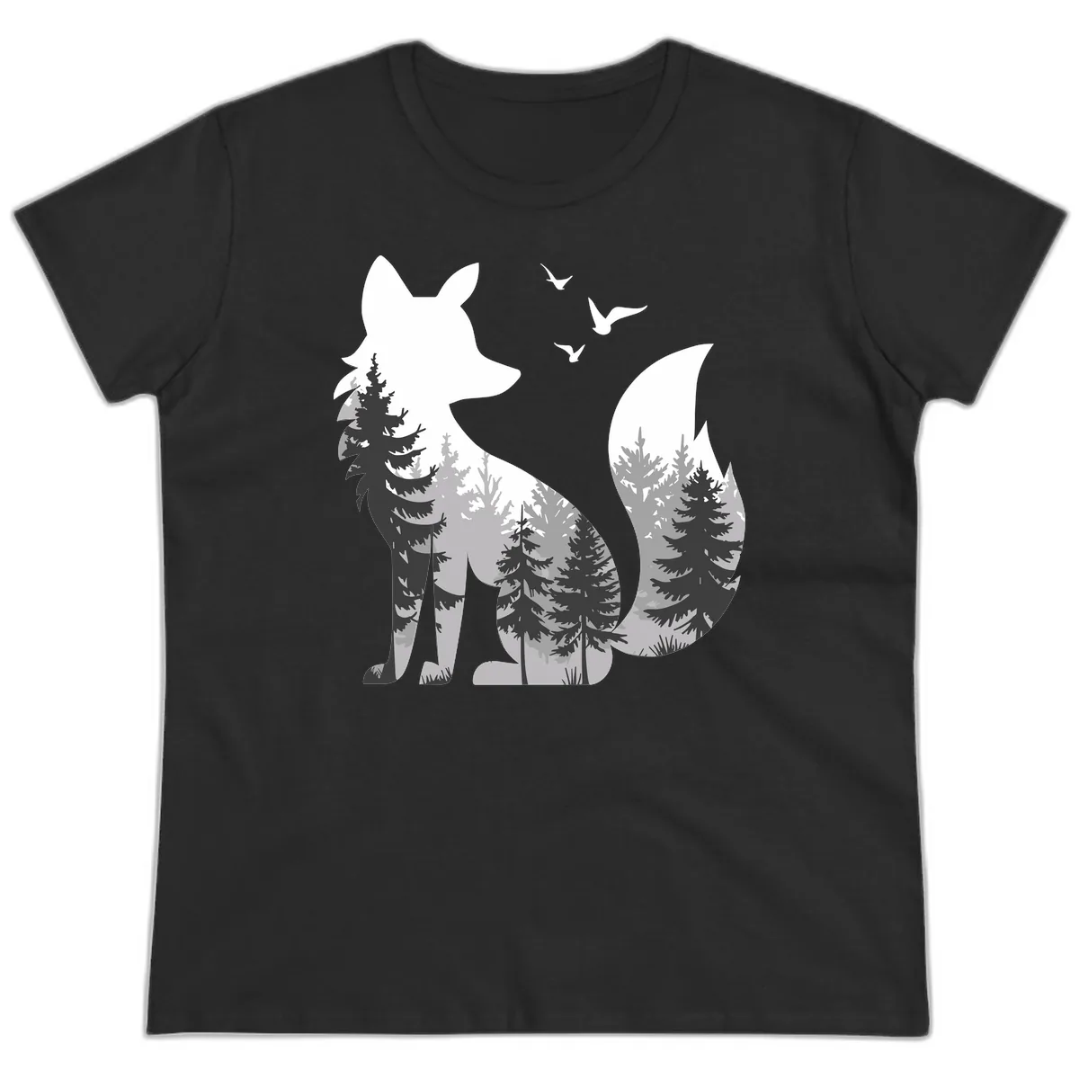 Forest Within Fox Ladies Tee in Black