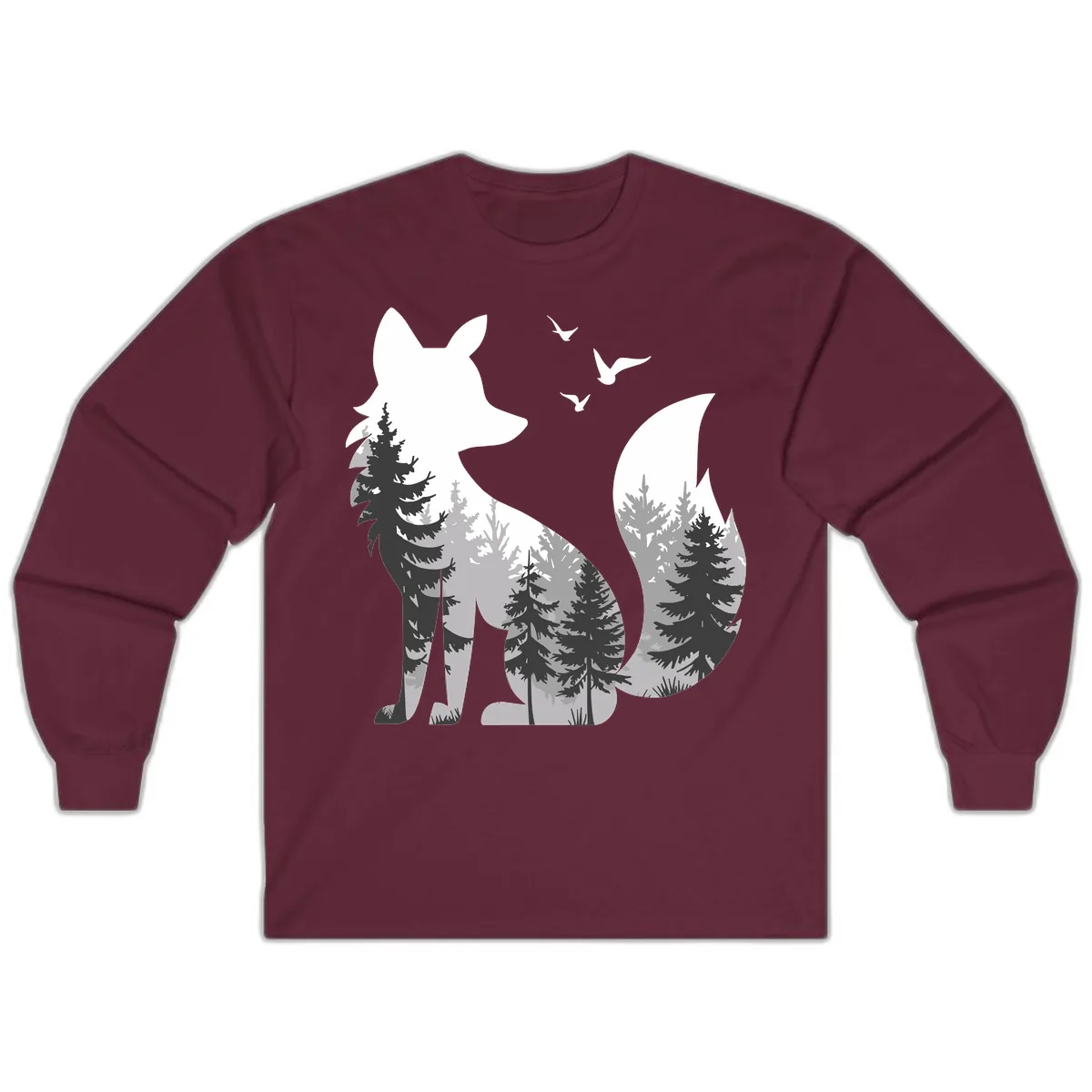 Forest Within Fox Long Sleeve in Maroon