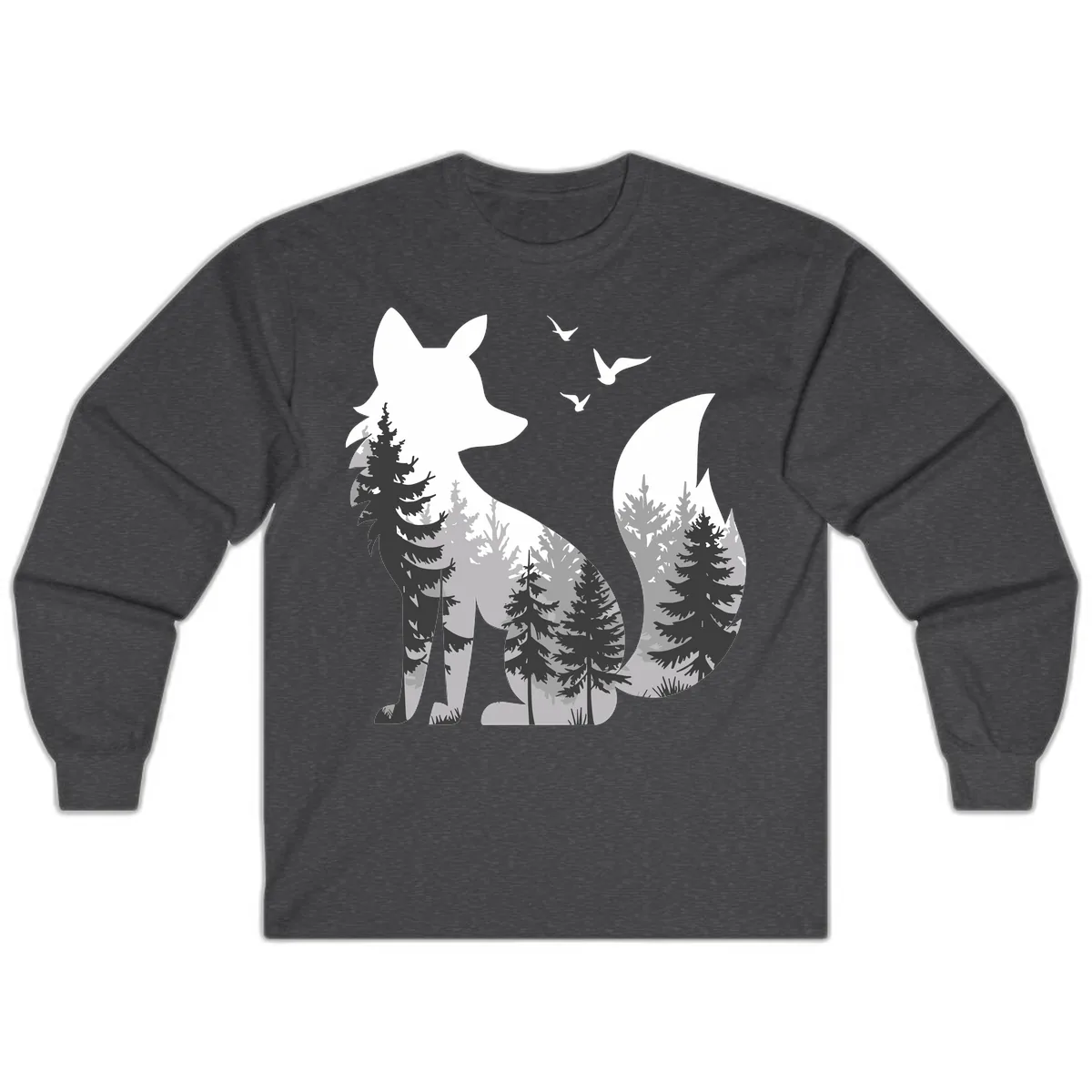 Forest Within Fox Long Sleeve in Dark Heather