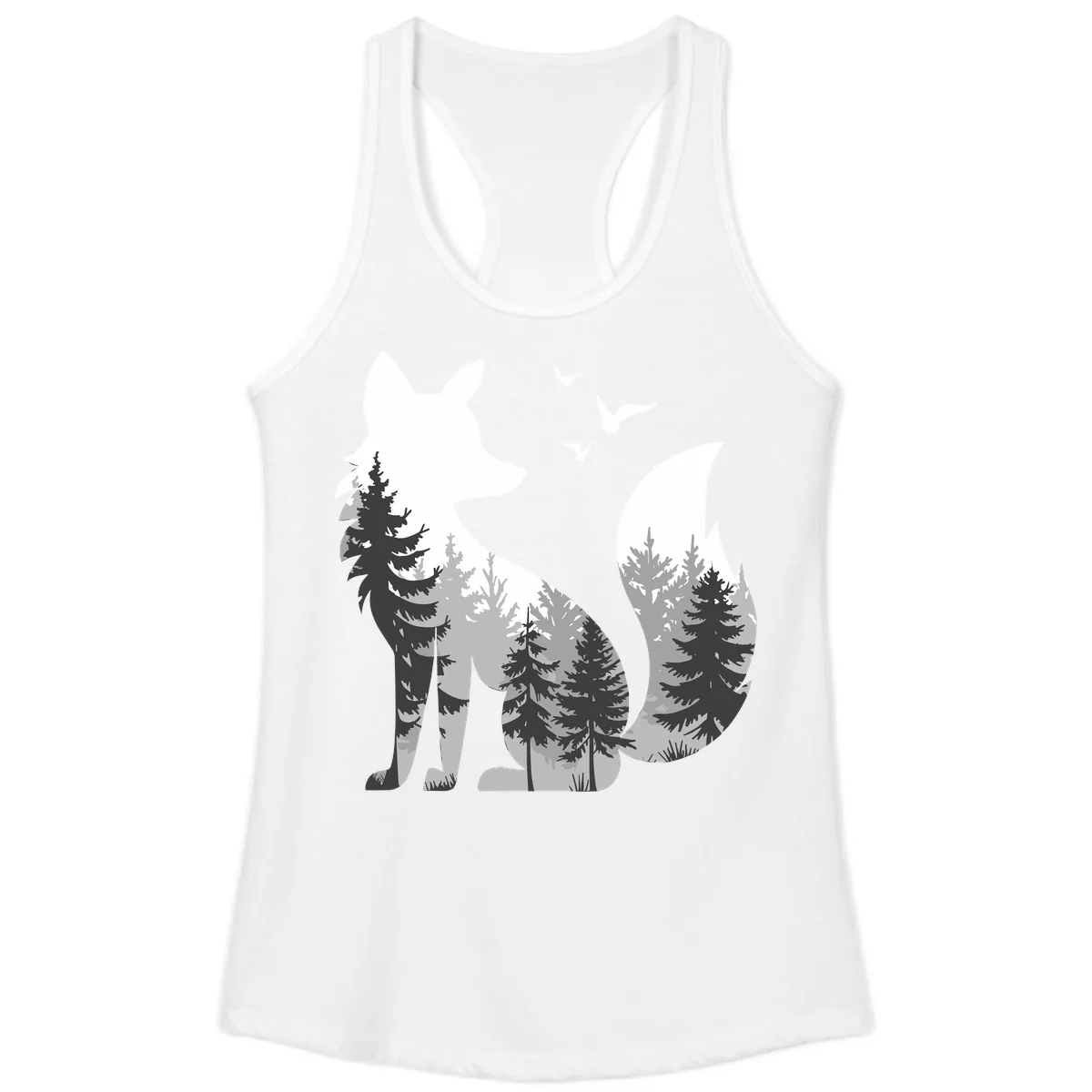 Forest Within Fox Ladies Tank in White