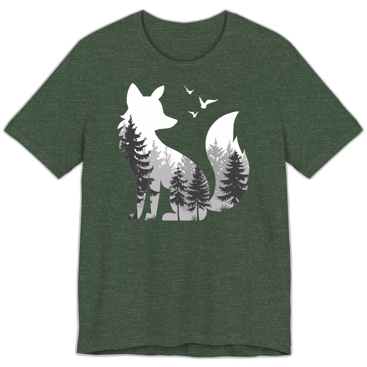 Forest Within Fox Premium T-Shirt in Heather Forest
