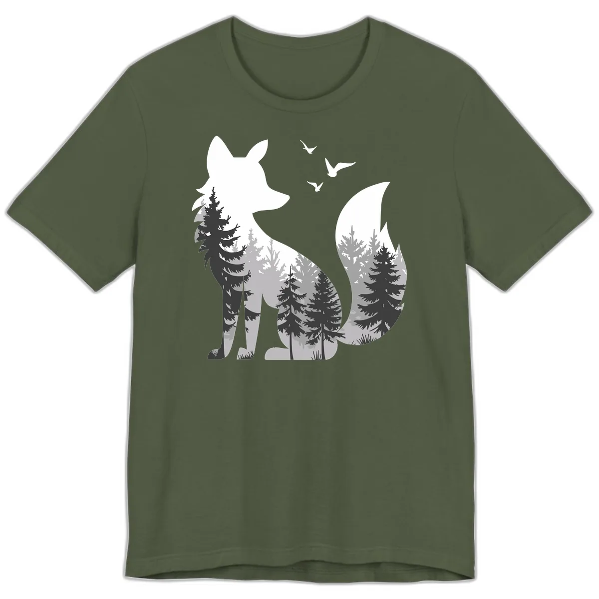 Forest Within Fox Premium T-Shirt in Military Green
