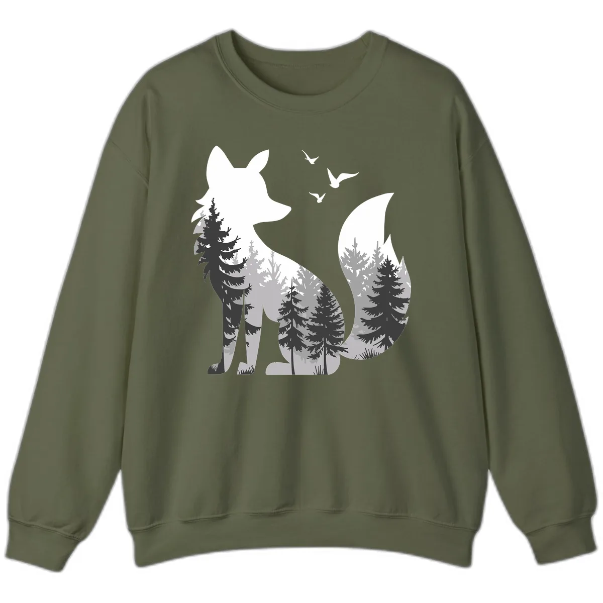 Forest Within Fox Sweatshirt in Military Green
