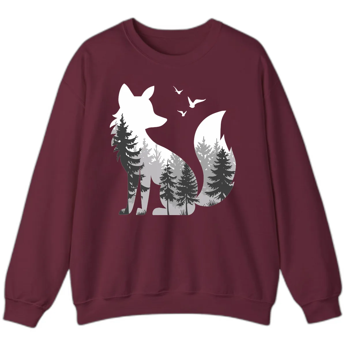 Forest Within Fox Sweatshirt in Maroon
