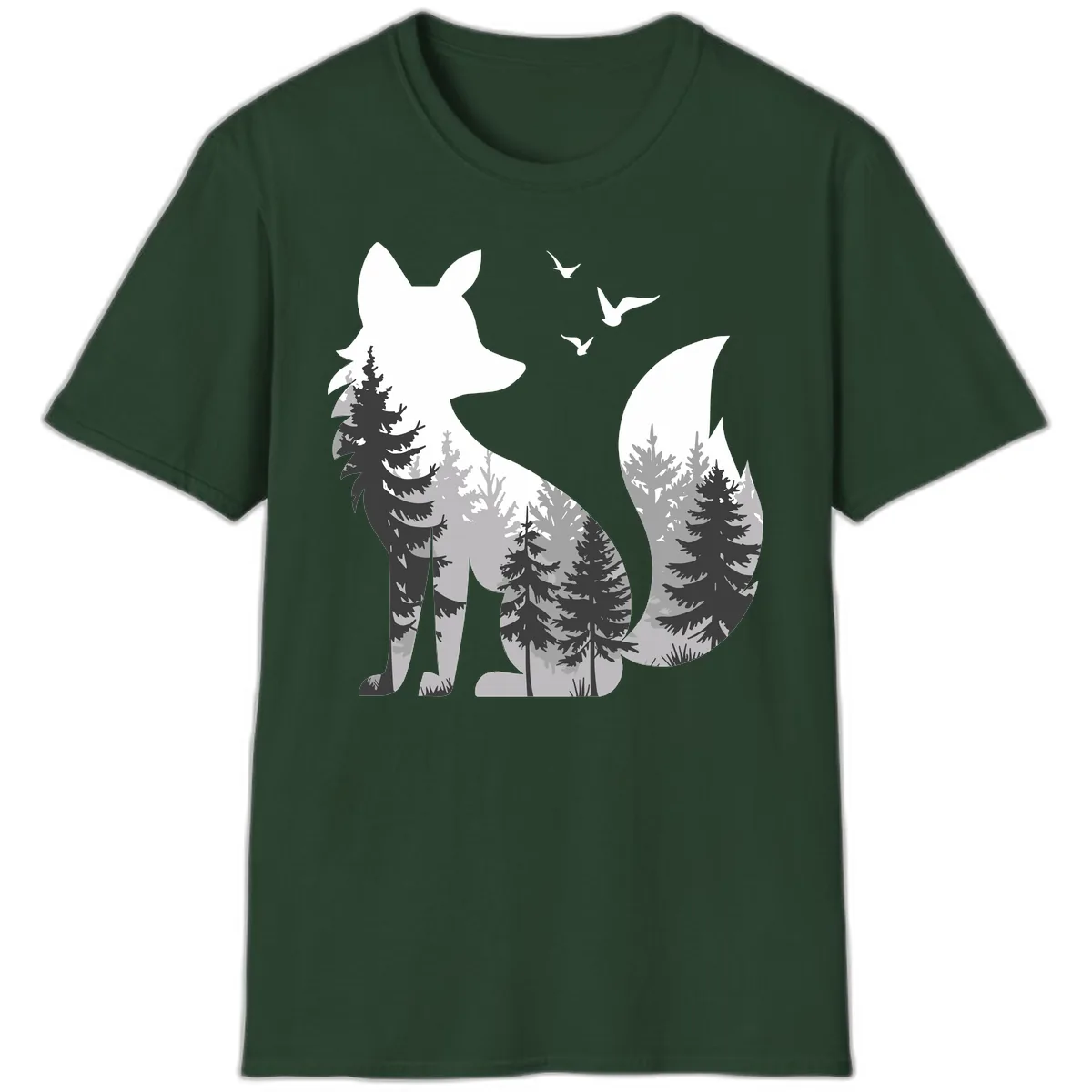 Forest Within Fox T-Shirt in Forest Green