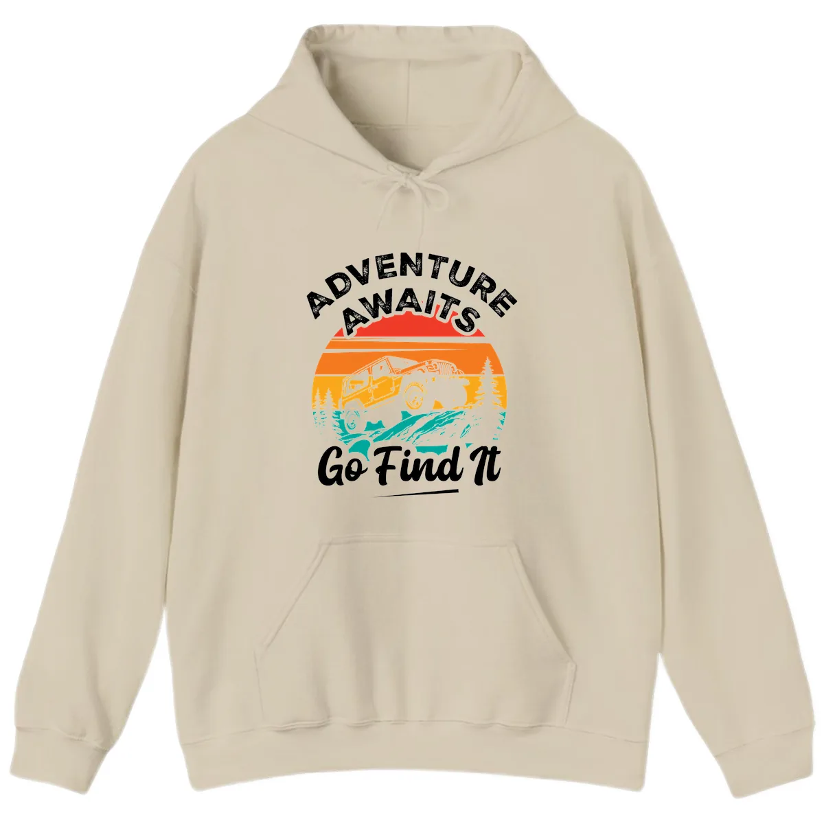 Adventure Awaits Go Find It Hoodie in Sand