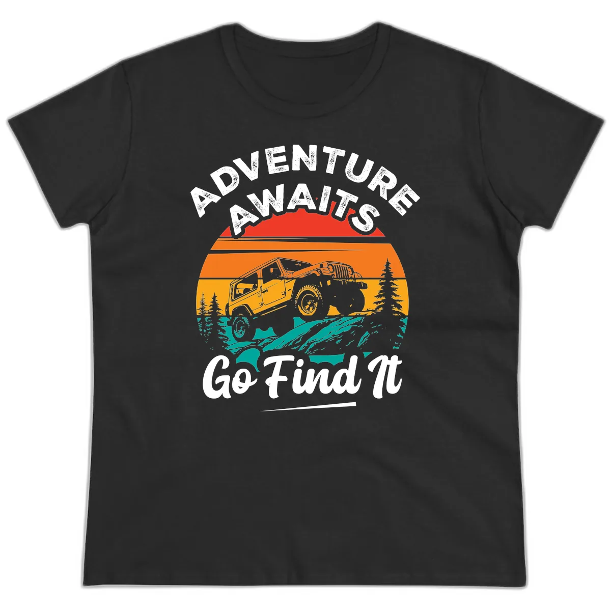 Adventure Awaits Go Find It Ladies Tee in Black