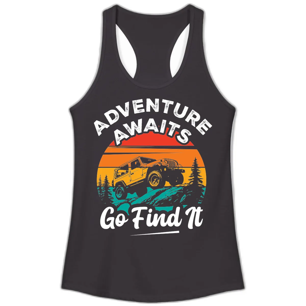 Adventure Awaits Go Find It Ladies Tank in Black