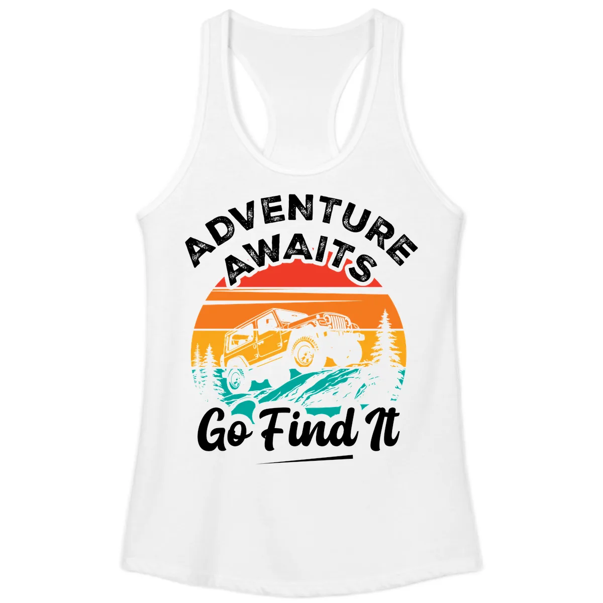 Adventure Awaits Go Find It Ladies Tank in White