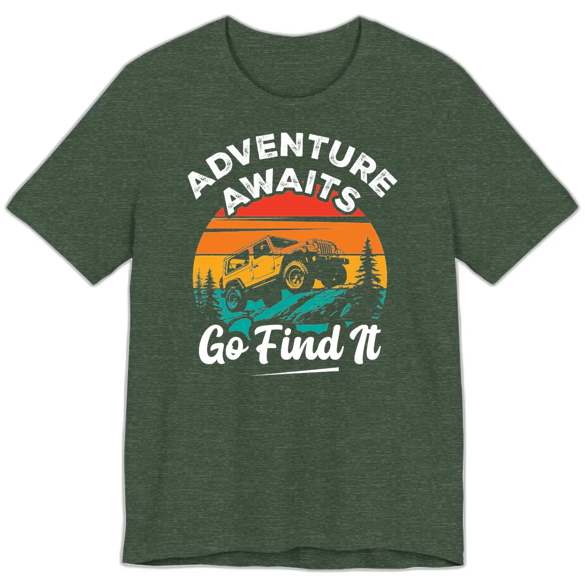 Adventure Awaits Go Find It Premium T-Shirt in Heather Forest