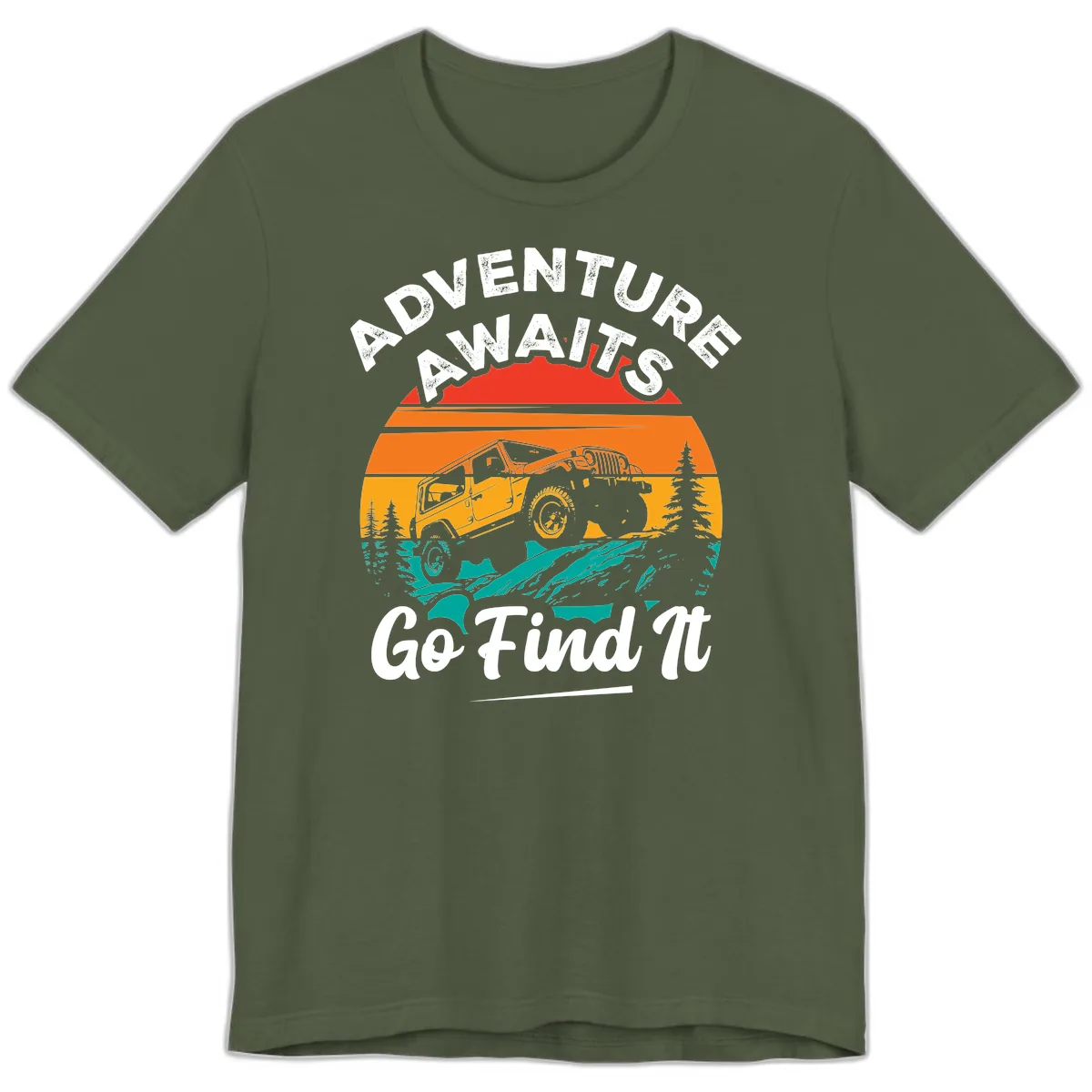 Adventure Awaits Go Find It Premium T-Shirt in Military Green