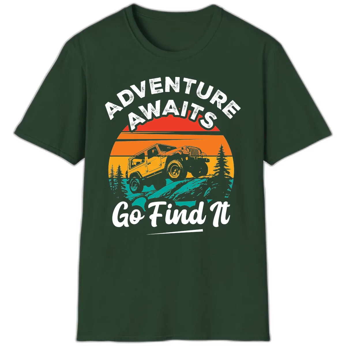 Adventure Awaits Go Find It T-Shirt in Forest Green