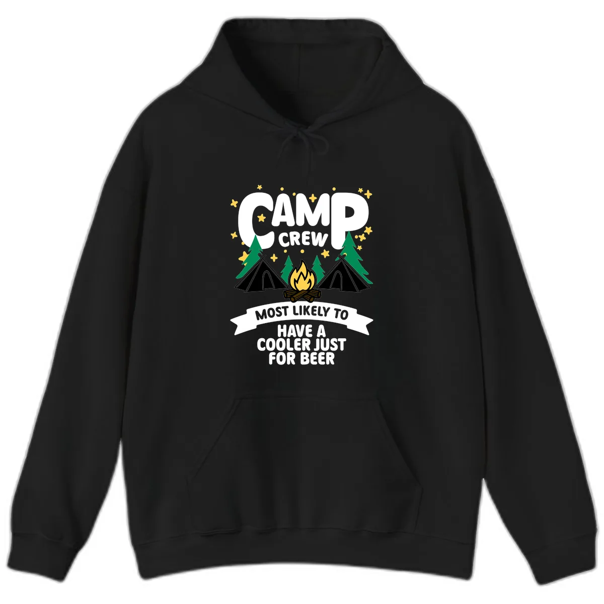 Camp Crew Cooler Beer Hoodie in Black