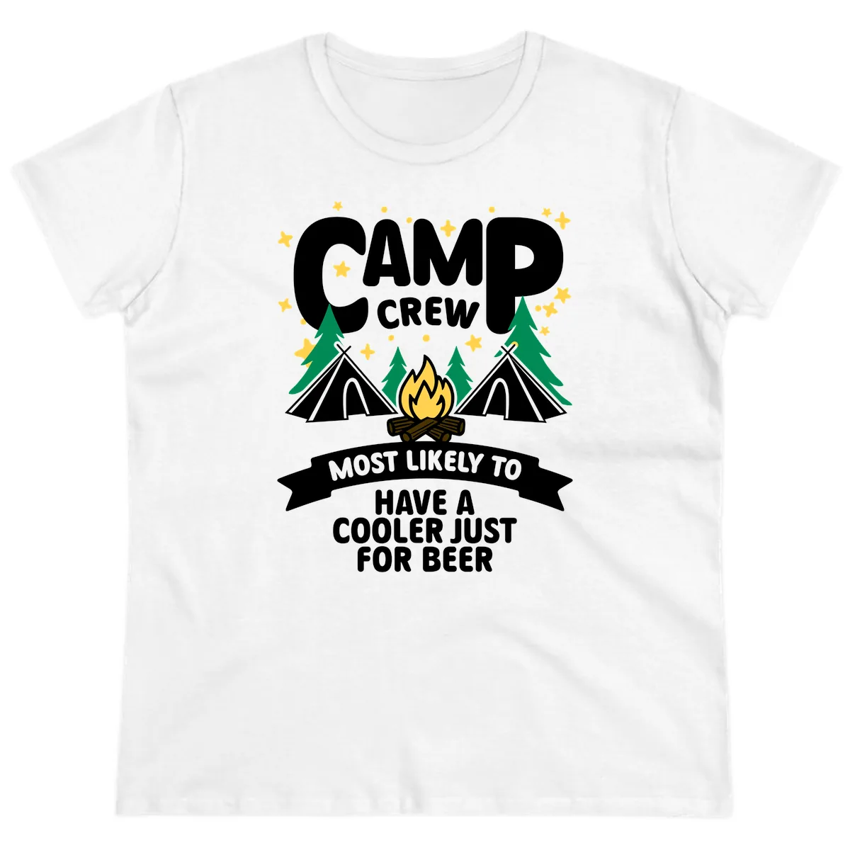 Camp Crew Cooler Beer Ladies Tee in White