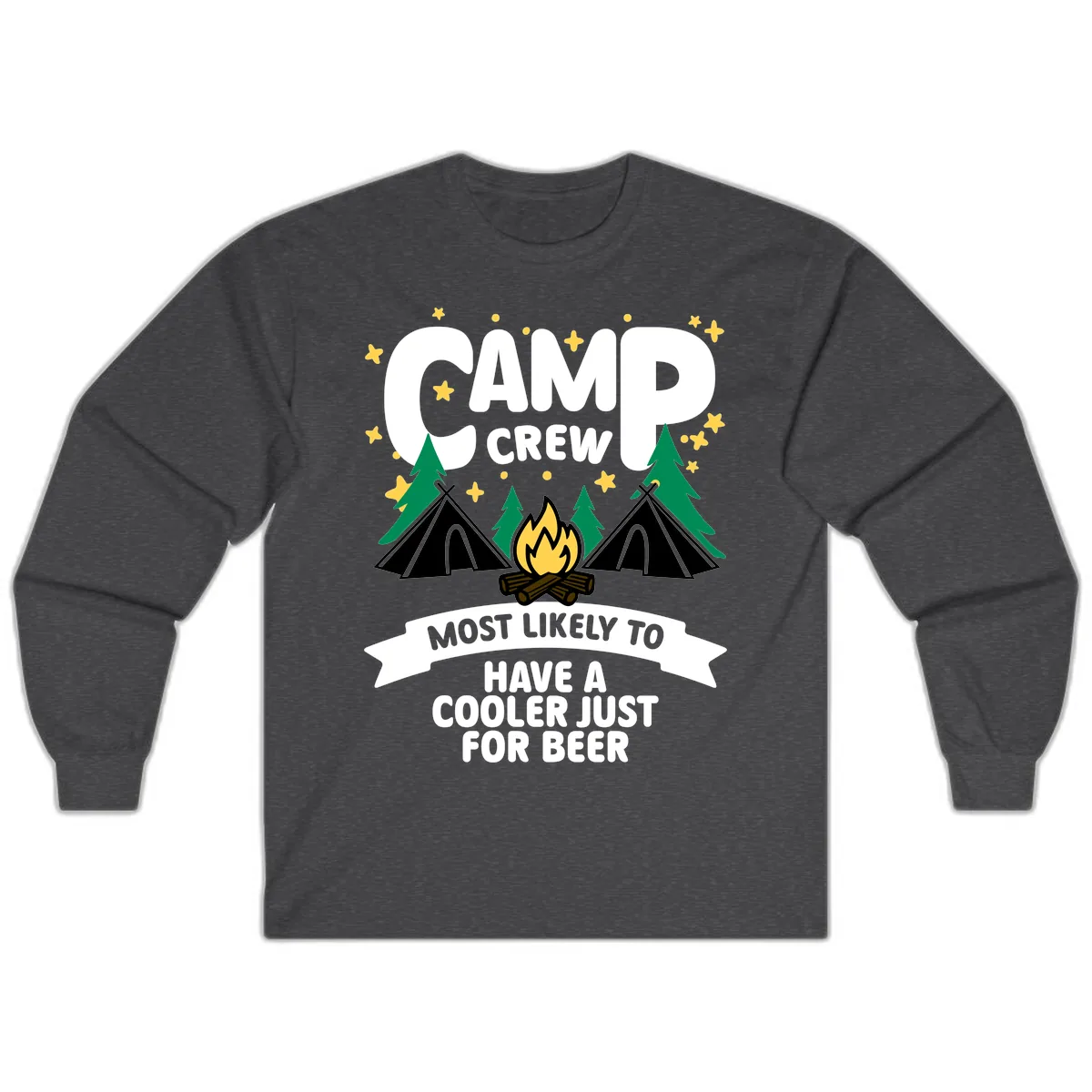 Camp Crew Cooler Beer Long Sleeve in Dark Heather