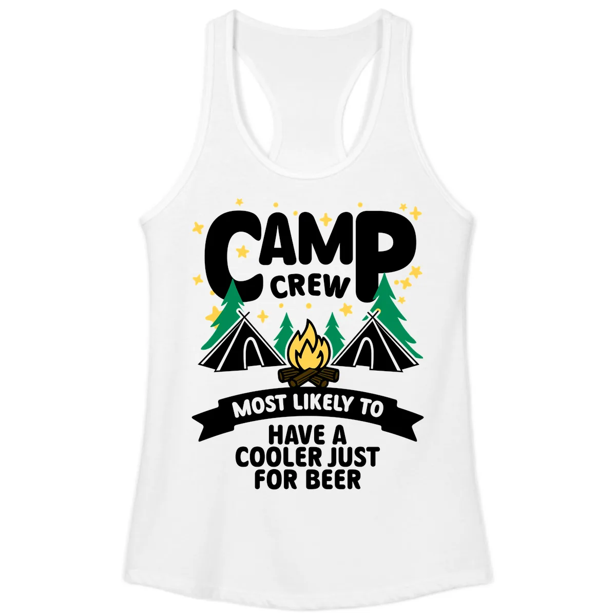 Camp Crew Cooler Beer Ladies Tank in White