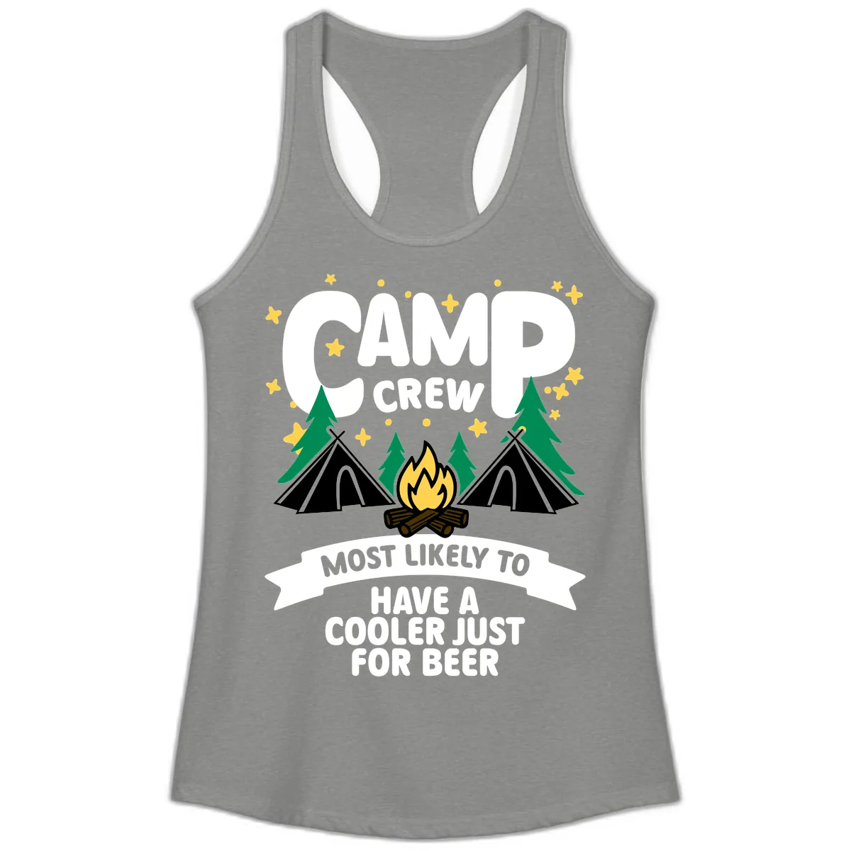Camp Crew Cooler Beer Ladies Tank in Heather Grey