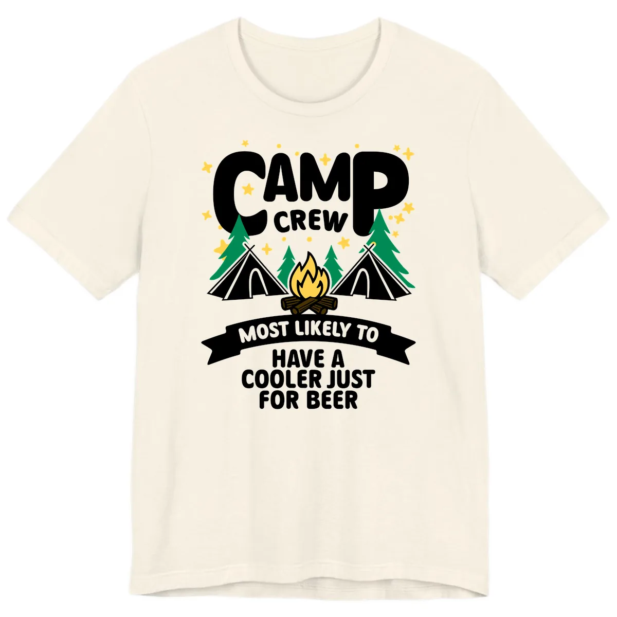 Camp Crew Cooler Beer Premium T-Shirt in Natural