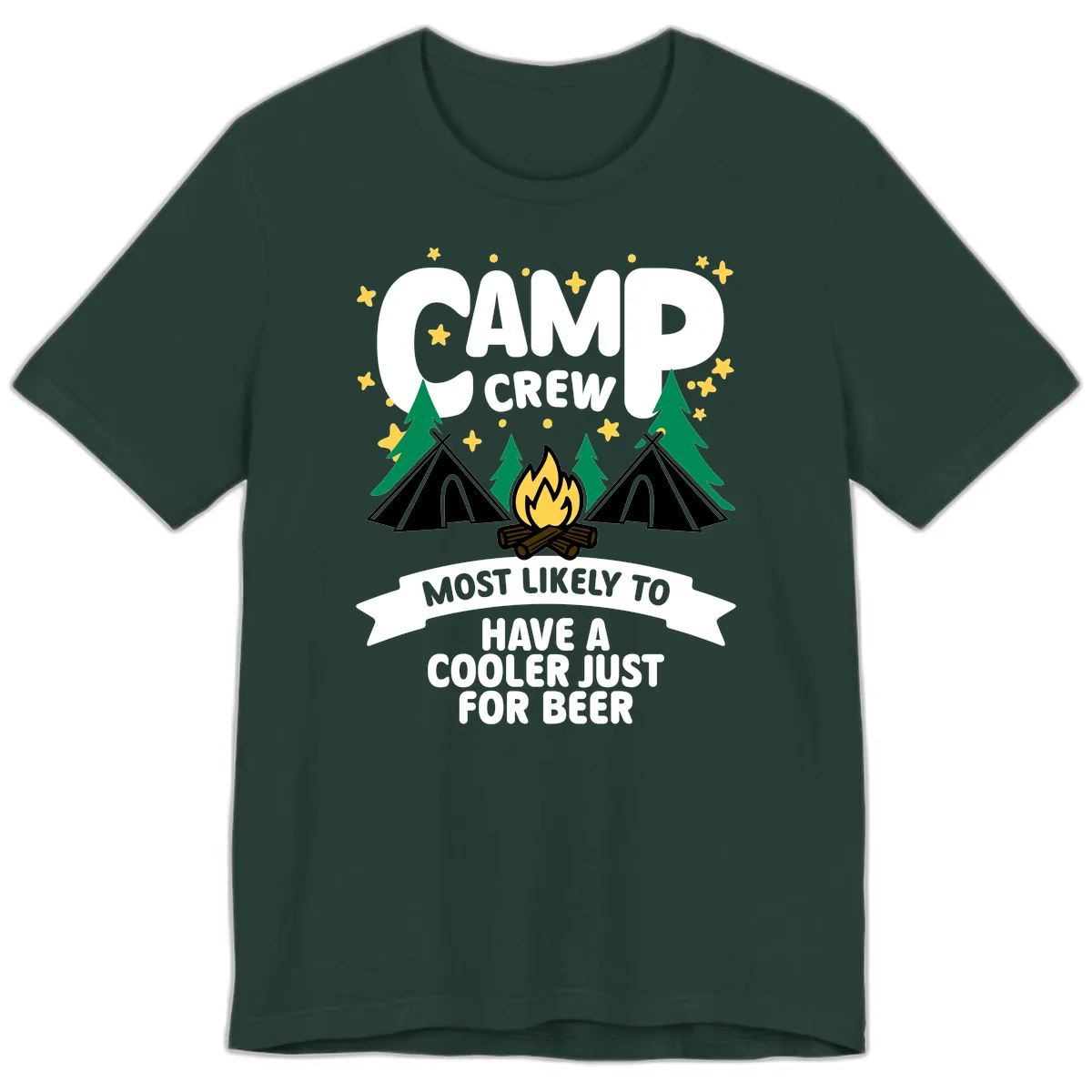 Camp Crew Cooler Beer Premium T-Shirt in Forest
