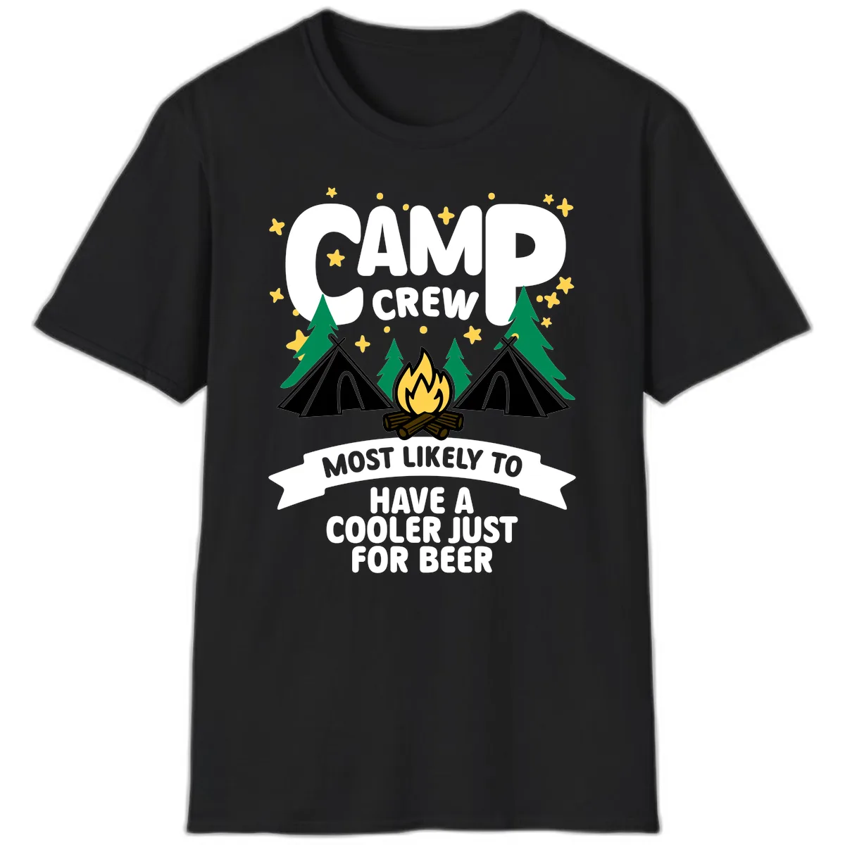 Camp Crew Cooler Beer T-Shirt in Black