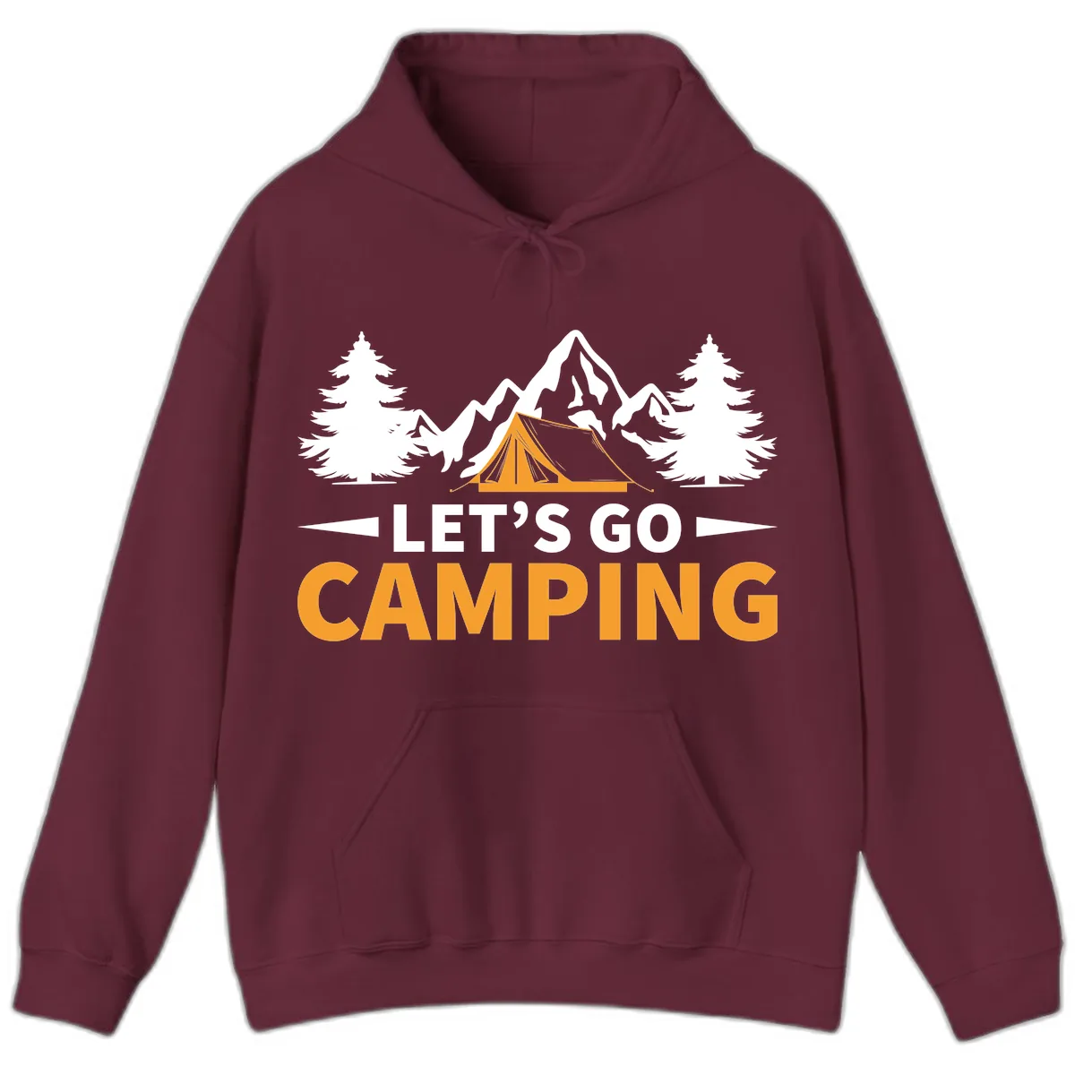 Let's Go Camping Mountain Tent Hoodie in Maroon