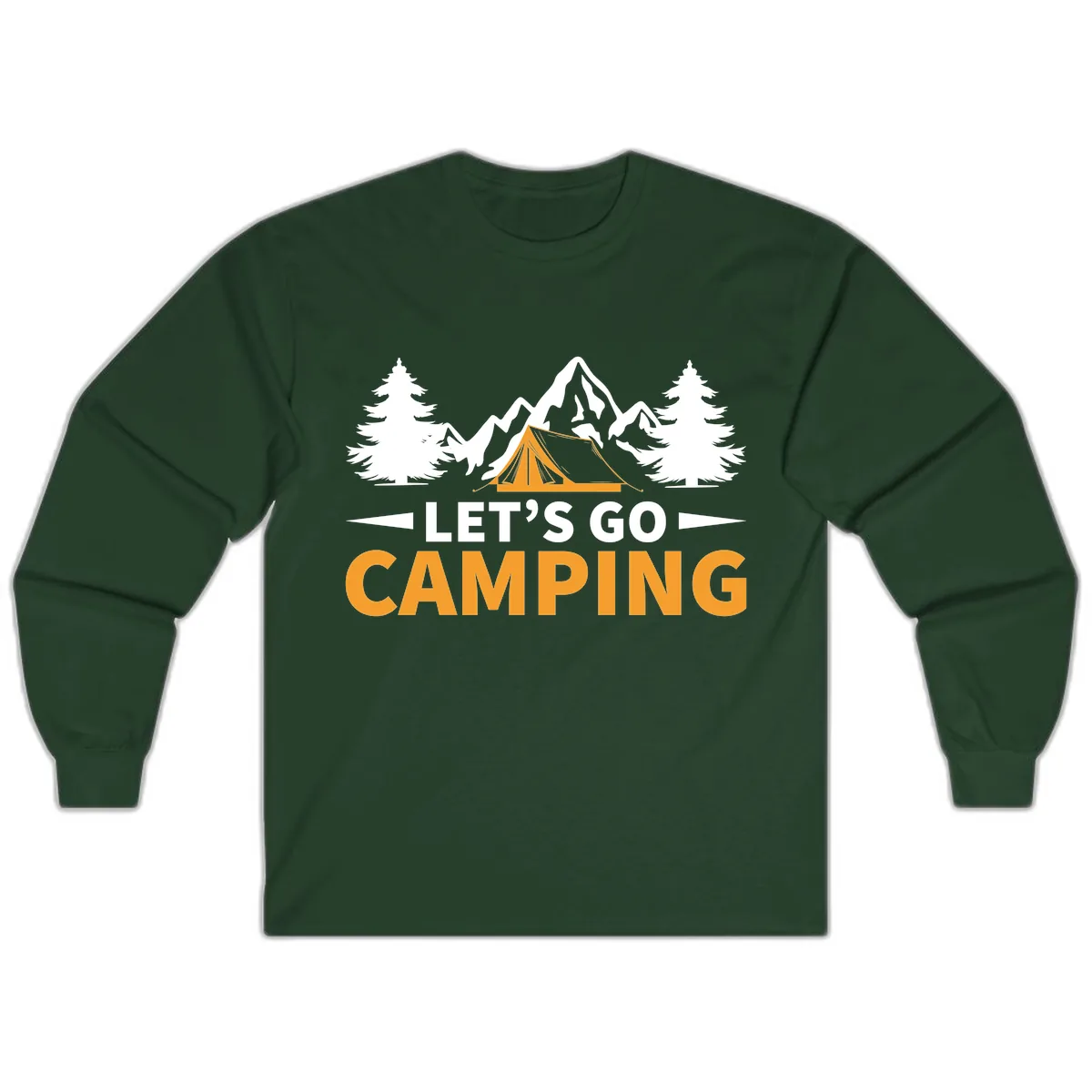 Let's Go Camping Mountain Tent Long Sleeve in Forest Green