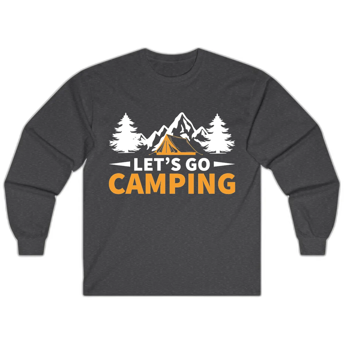 Let's Go Camping Mountain Tent Long Sleeve in Dark Heather