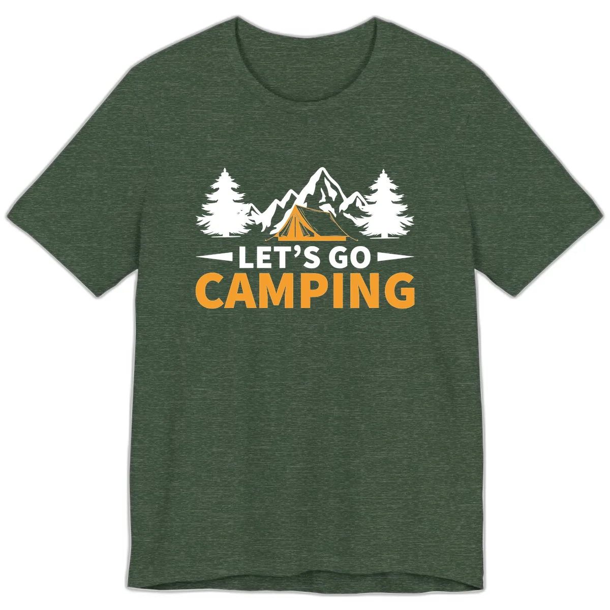 Let's Go Camping Mountain Tent Premium T-Shirt in Heather Forest