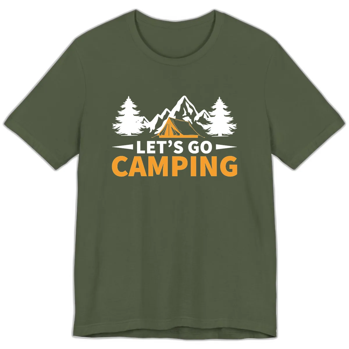 Let's Go Camping Mountain Tent Premium T-Shirt in Military Green