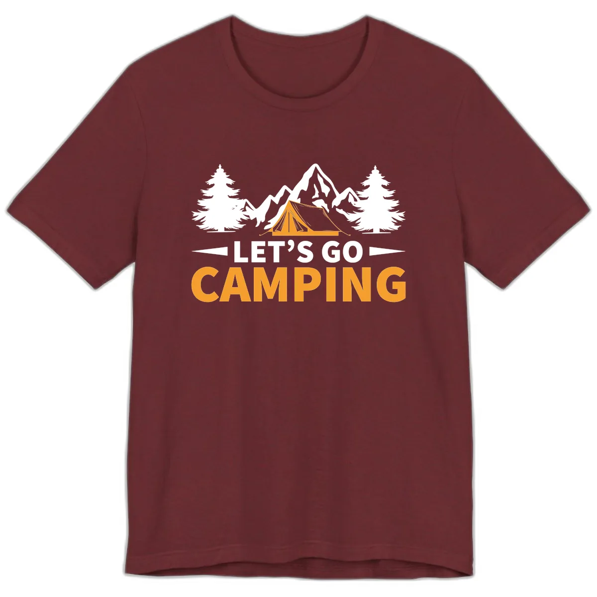 Let's Go Camping Mountain Tent Premium T-Shirt in Heather Cardinal