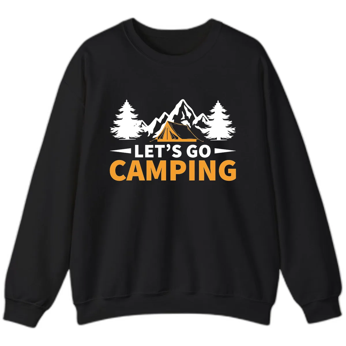 Let's Go Camping Mountain Tent Sweatshirt in Black