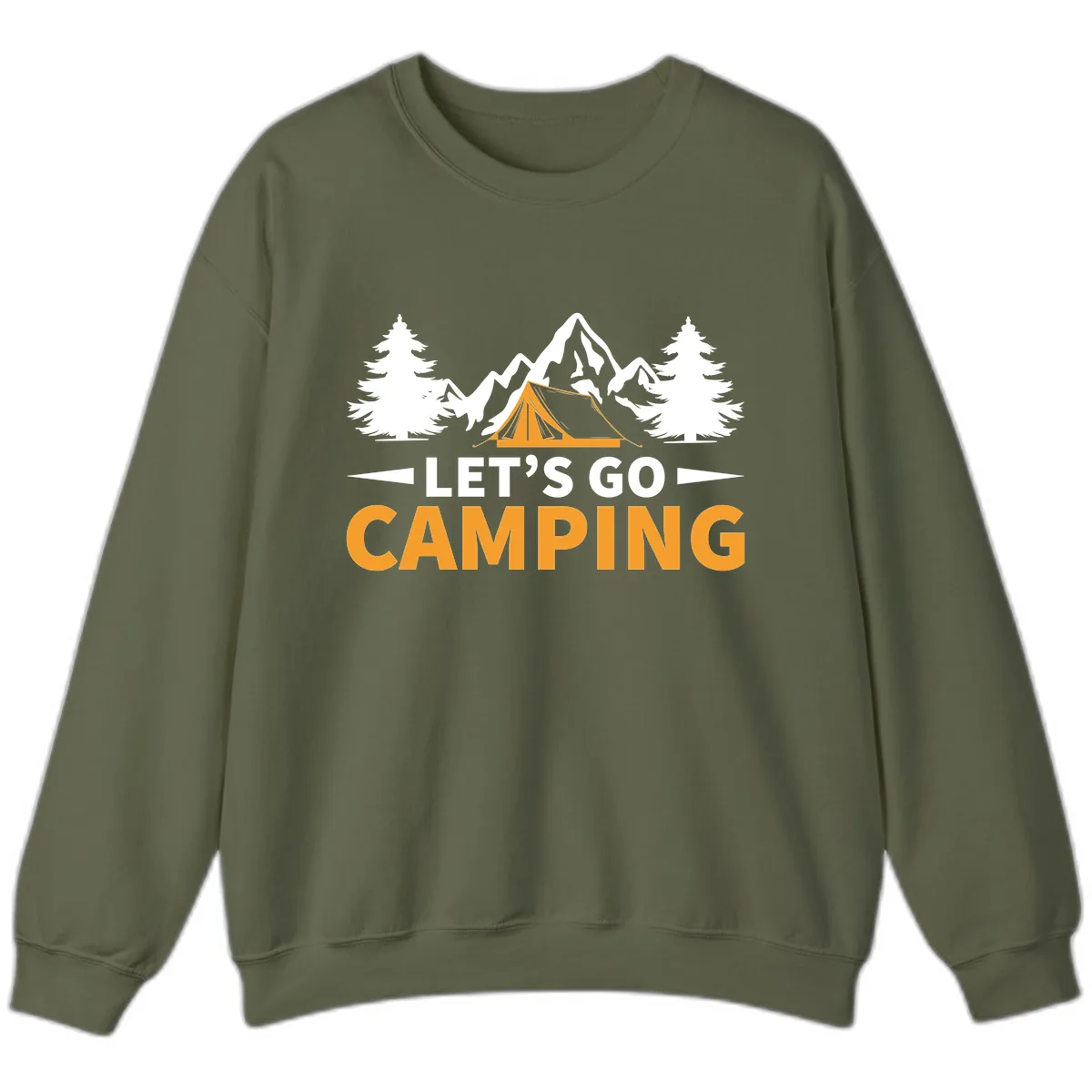 Let's Go Camping Mountain Tent Sweatshirt in Military Green