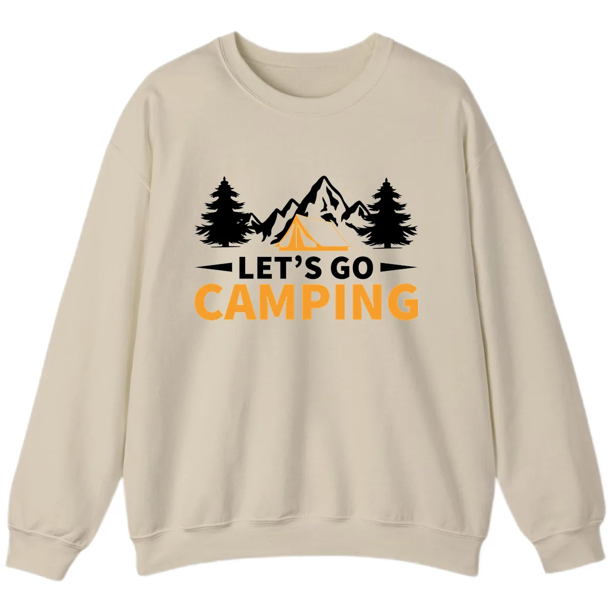 Let's Go Camping Mountain Tent Sweatshirt in Sand