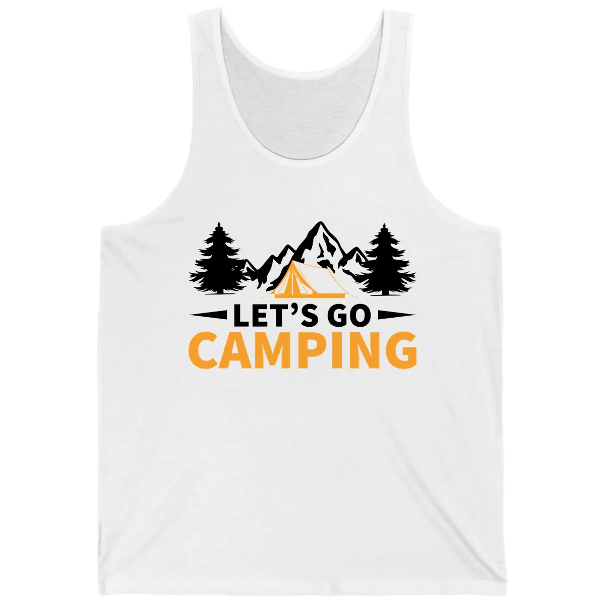 Let's Go Camping Mountain Tent Tank in White