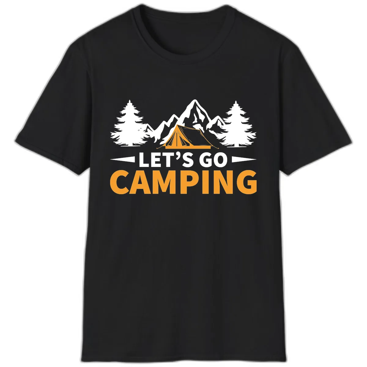 Let's Go Camping Mountain Tent T-Shirt in Black