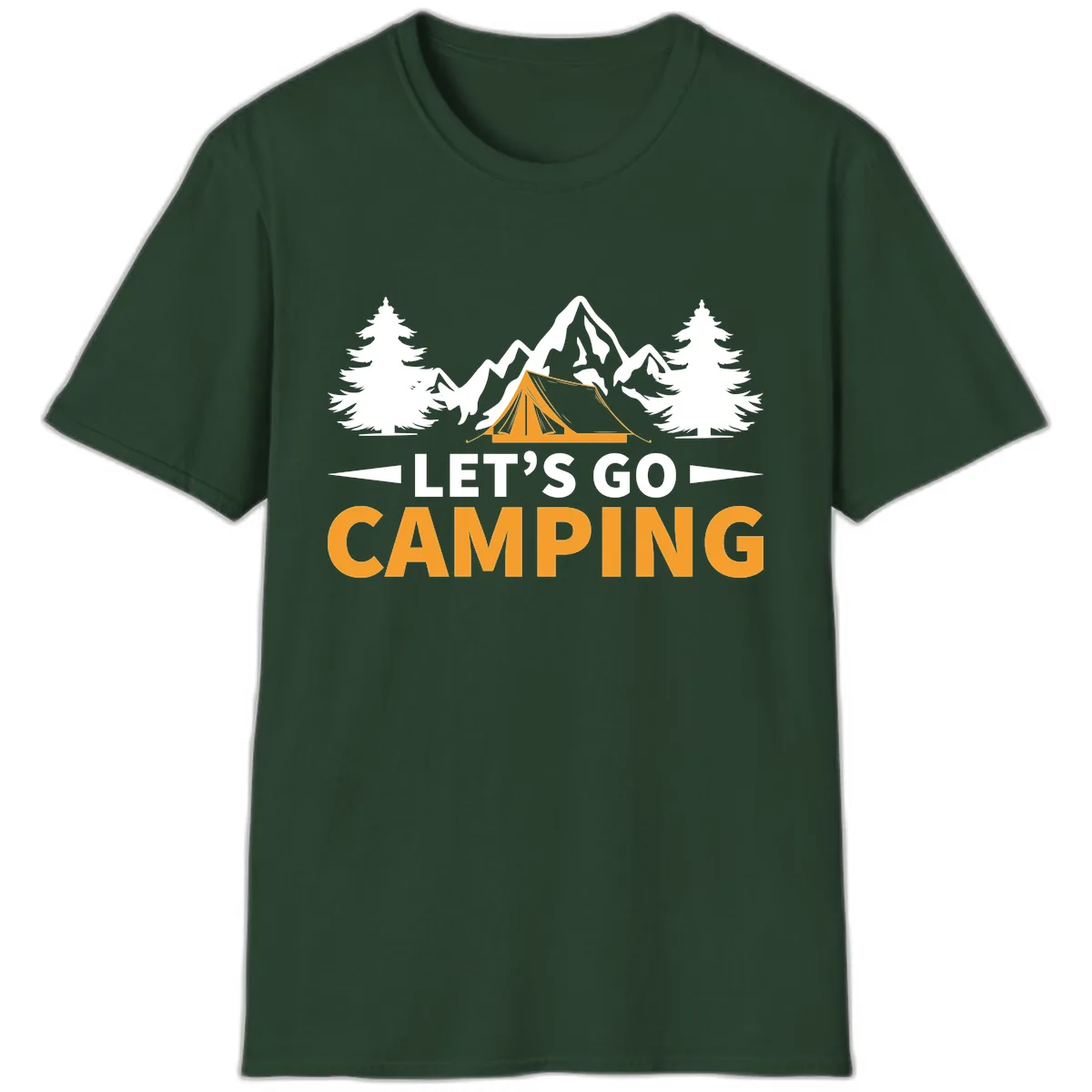 Let's Go Camping Mountain Tent T-Shirt in Forest Green