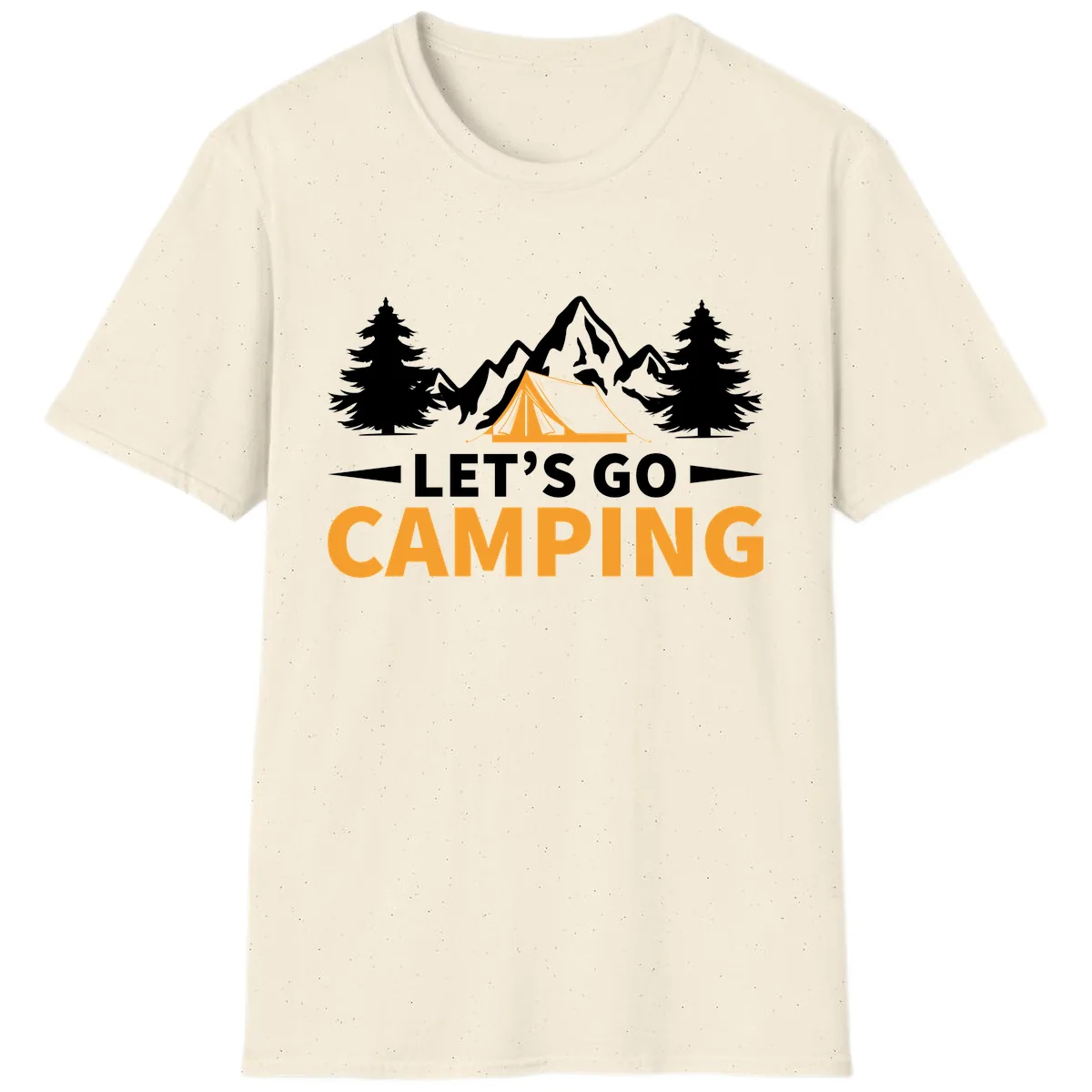 Let's Go Camping Mountain Tent T-Shirt in Natural