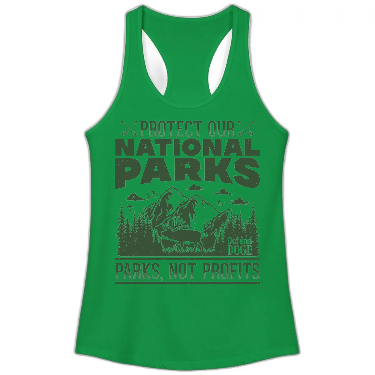 Protect Our National Parks Ladies Tank in Solid Kelly Green
