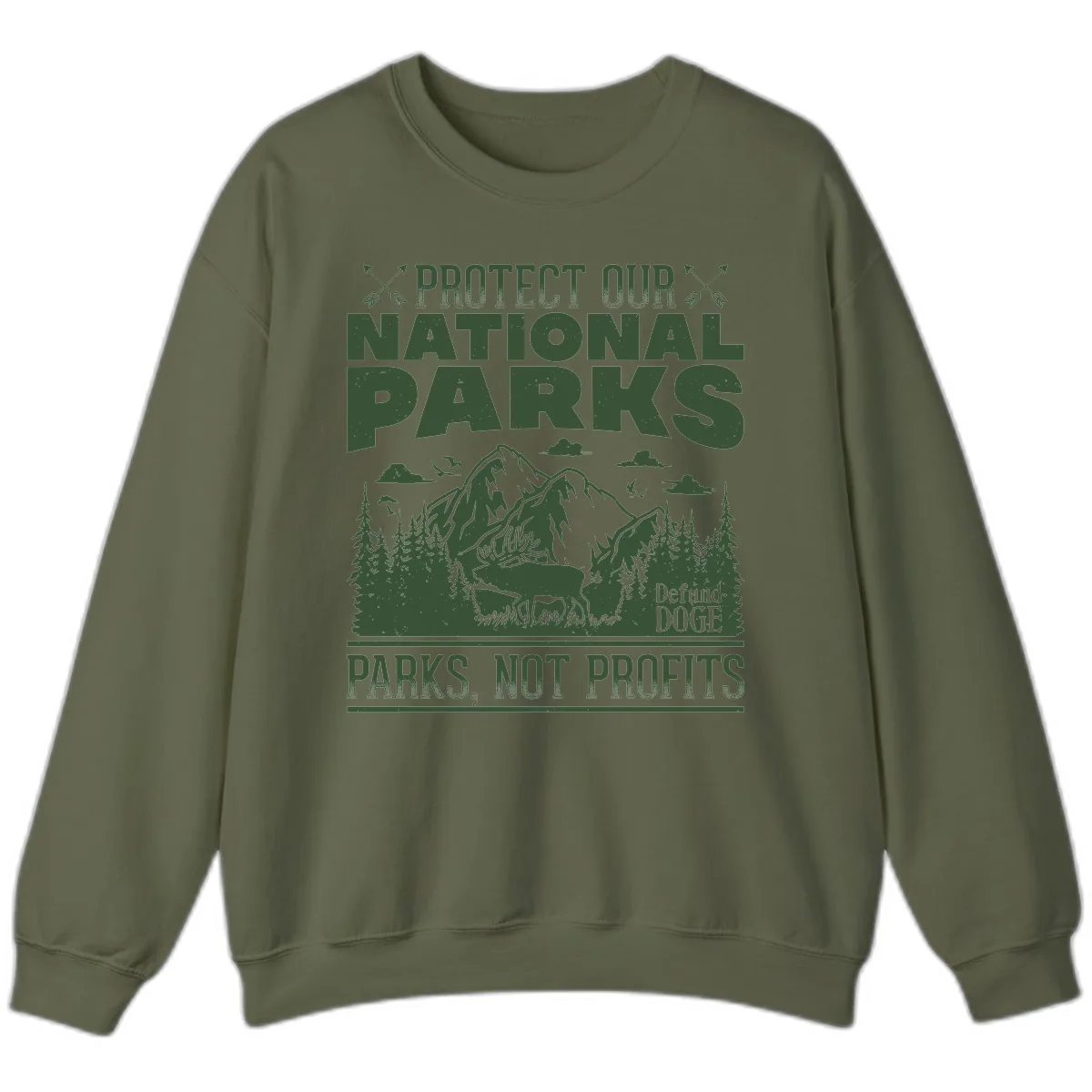 Protect Our National Parks Sweatshirt in Military Green