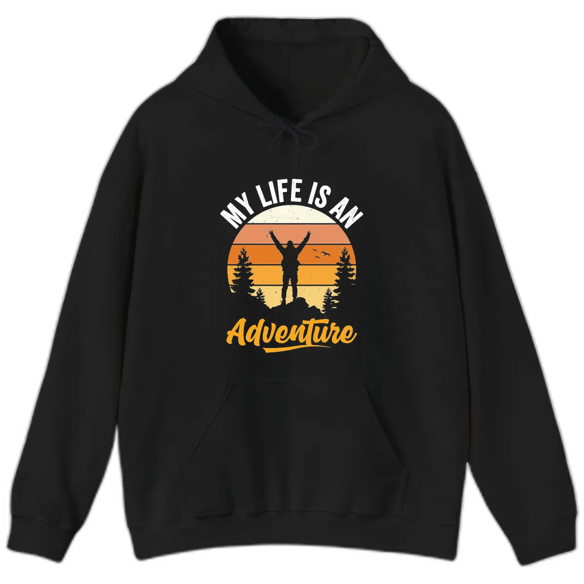 My Life Is An Adventure Hoodie in Black