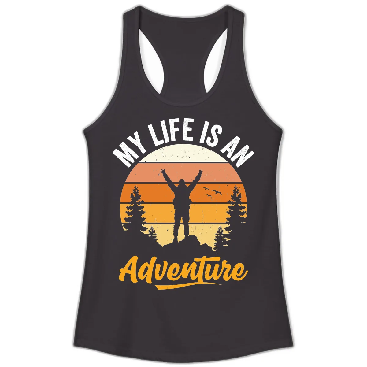My Life Is An Adventure Ladies Tank in Black