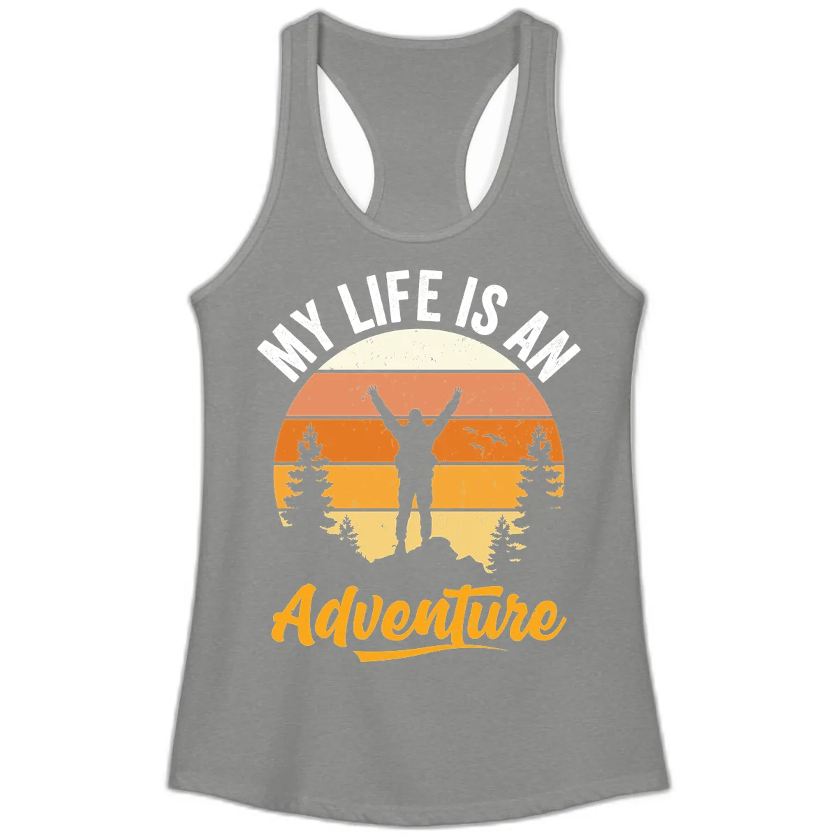 My Life Is An Adventure Ladies Tank in Heather Grey