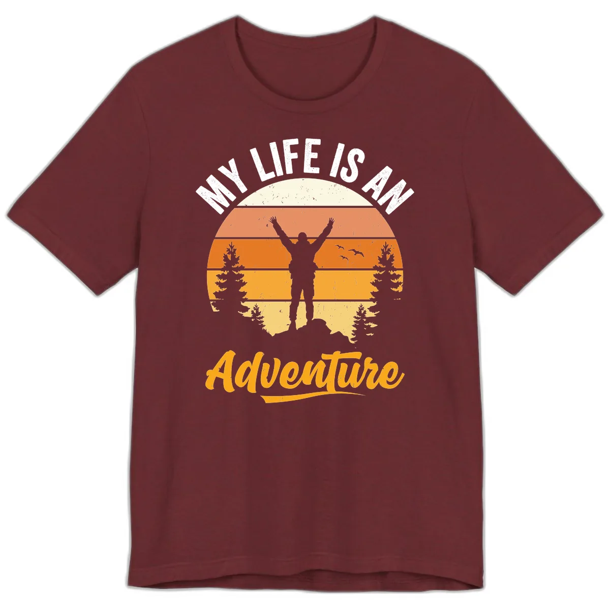 My Life Is An Adventure Premium T-Shirt in Heather Cardinal