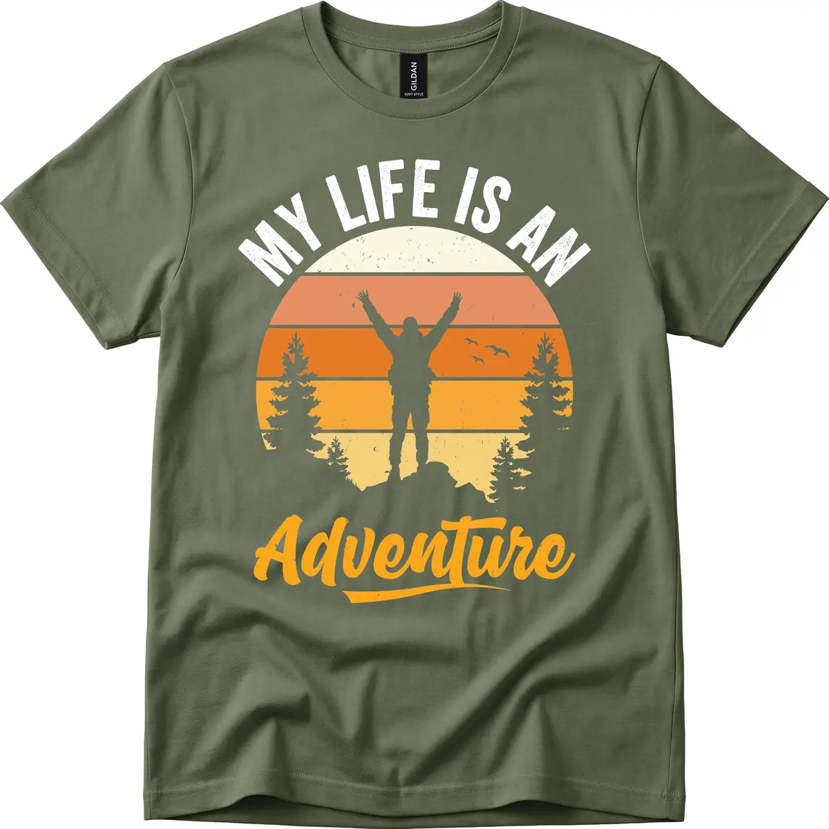 My Life Is An Adventure T-Shirt in Military Green