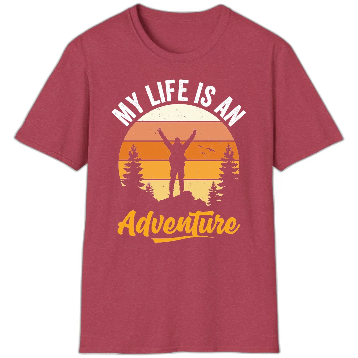 My Life Is An Adventure T-Shirt in Heather Cardinal